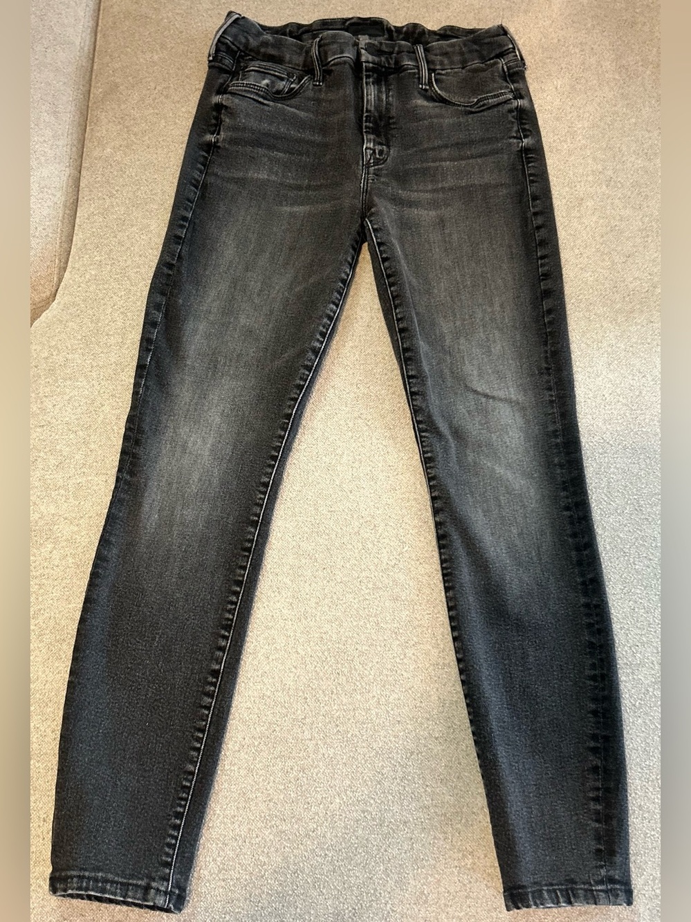 MOTHER Black Washed Skinny Jeans